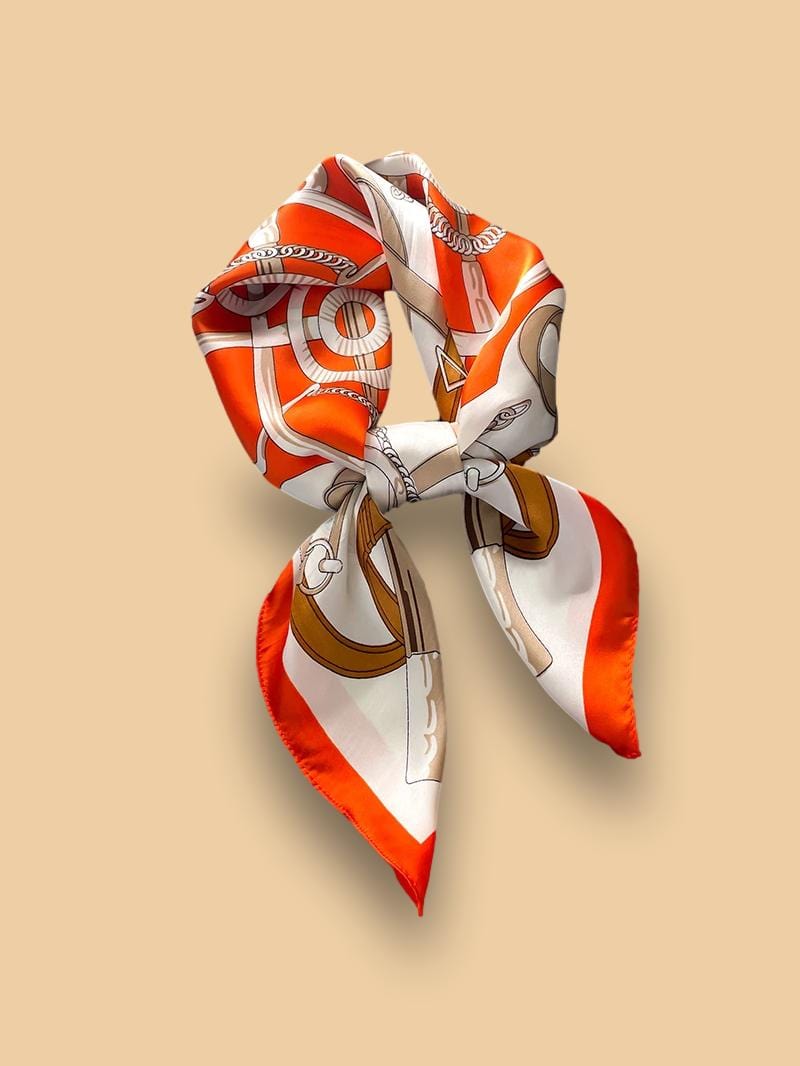 foulard tanneur marron et orange (71 x 10 po