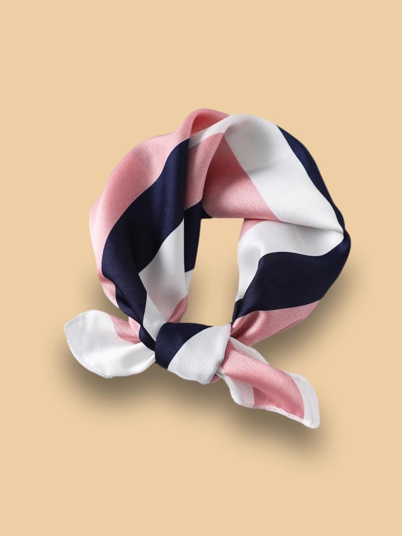 Foulard Carré Lady De Guethem - Bleu Et Rose, Motif Floral - Vintage France