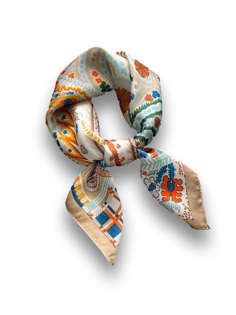 Foulard Soie Beige Femme