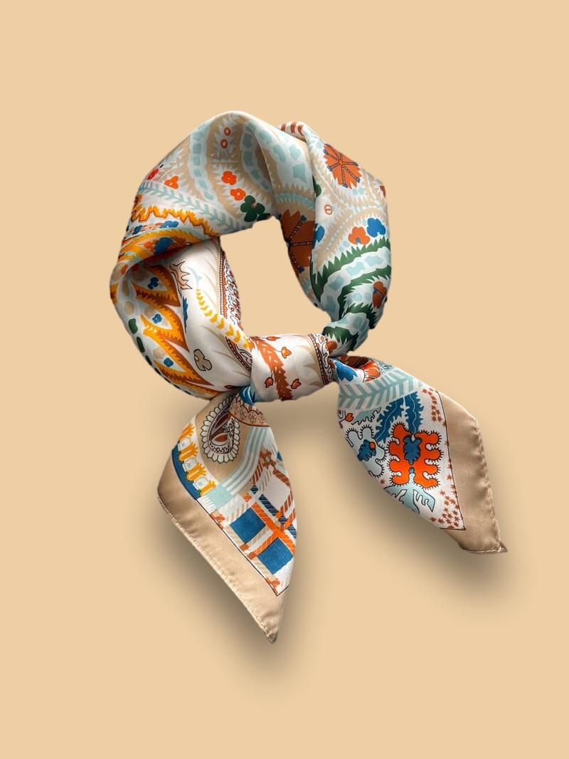 Foulard Soie Beige Femme