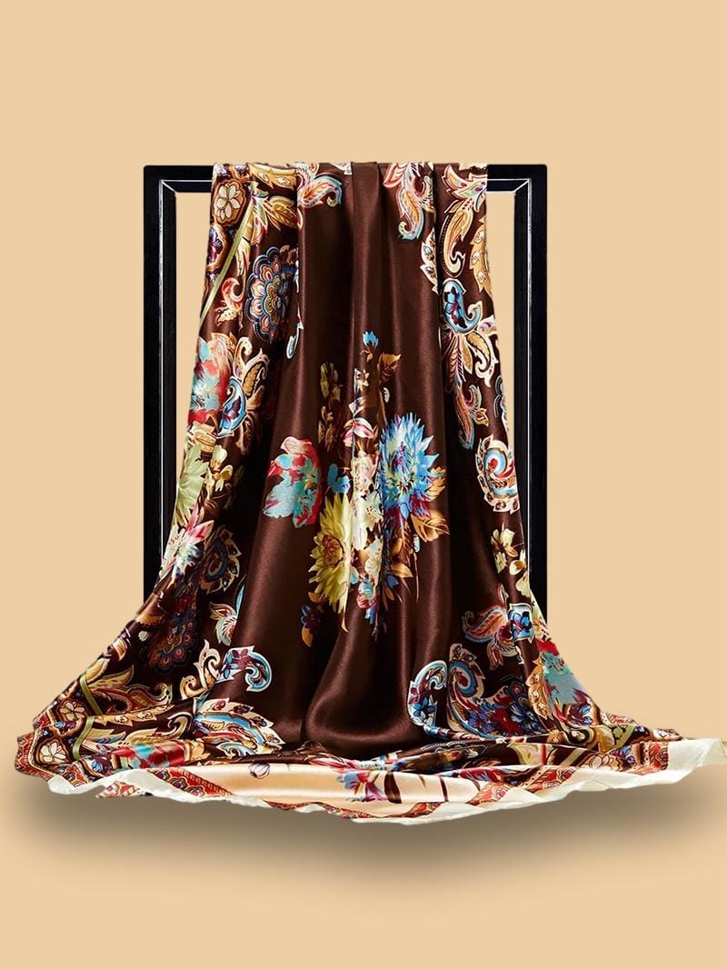 Grand Foulard Coloré Marron